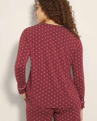Piped Long-Sleeve Notch Pajama Top | Soma